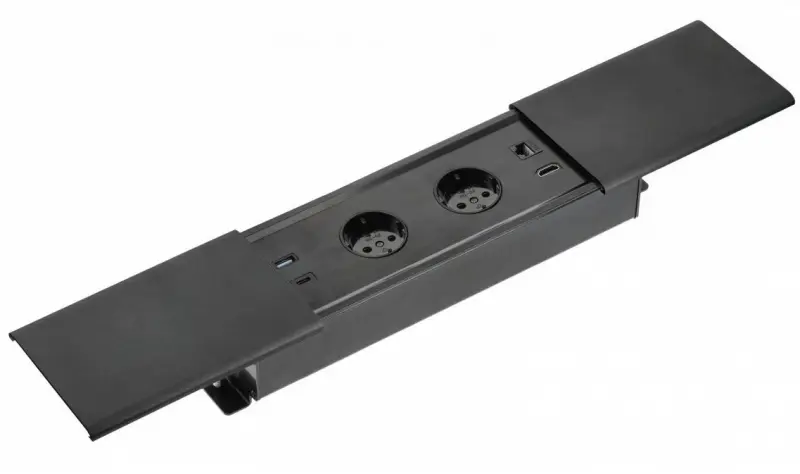Indux Slide max Einbau-Küchensteckdose in Arbeitsplatte mit USB-A, HDMI, RJ45 und USB-C, Farbe: mattschwarz 1208957430