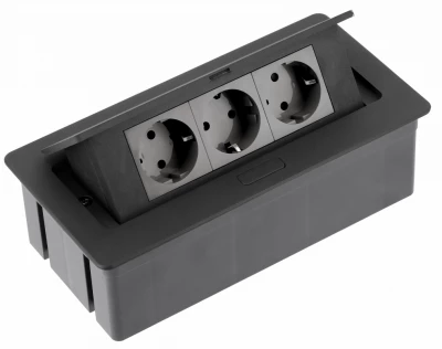 Indux Flip Medium bloc multiprise pour plan de travail ou meuble mural noir mat avec mise à la terre type F et 3 prises 1208957433