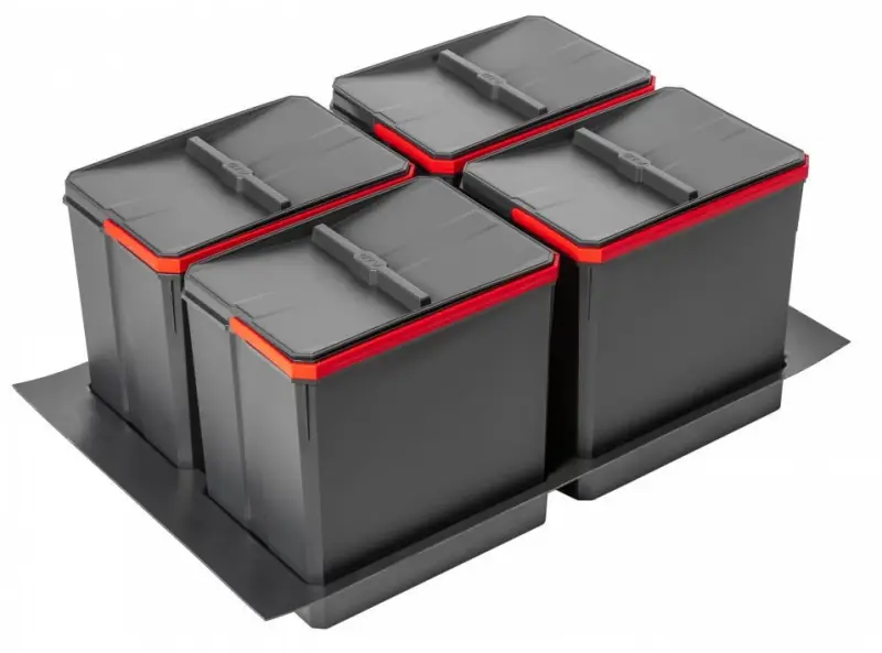 Garbi Basket B-90-4 Abfallsortiersystem für Schublade 90cm inkl. Halterung und 4 x 15-Liter-Abfallbehälter 1208957479