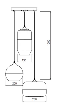 Decor Lender Lampe à suspension moderne en métal et verre avec 3 ampoules 9270