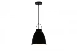 Décor Orient Lampe à suspension conique en métal Noir avec intérieur blanc contrastant 4475