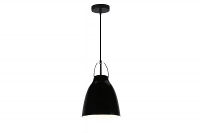 Décor Orient Lampe à suspension conique en métal Noir avec intérieur blanc contrastant 4475