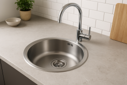 Franke Rondo ROX 210.38 évier rond en inox 43.9cm à montage à fleur, sous plan et en surface 127.0688.778
