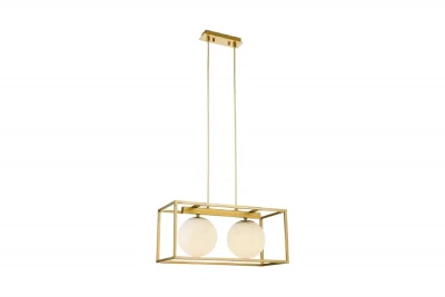 Decor Avelin Lampe à suspension avec cadre rectangulaire doré largeur 45 cm 2232