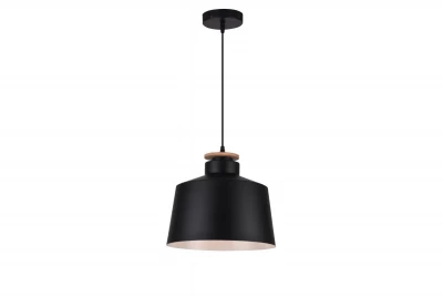 Decor Margus Lampe à suspension en métal noir mat avec ajout de bois 2911