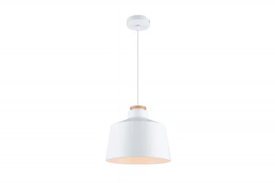 Décor Margus Lampe à suspension en métal blanc mat avec ajout de bois 3086