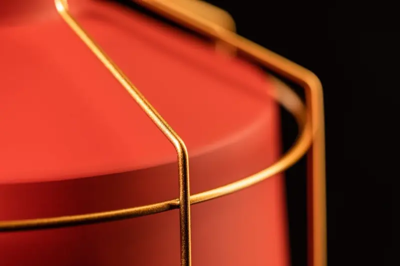 Decor Goa Lampe à suspension Rouge avec cadre doré décoratif 3536