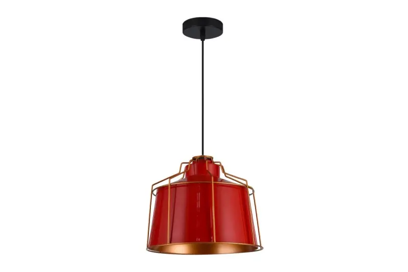 Decor Goa Lampe à suspension Rouge avec cadre doré décoratif 3536