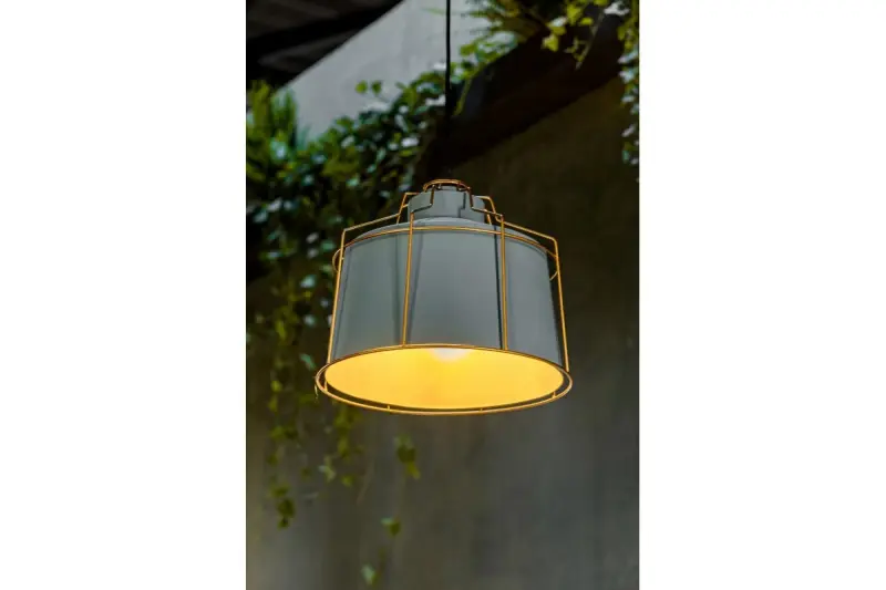 Decor Goa Lampe à suspension Grise avec cadre doré décoratif 3550