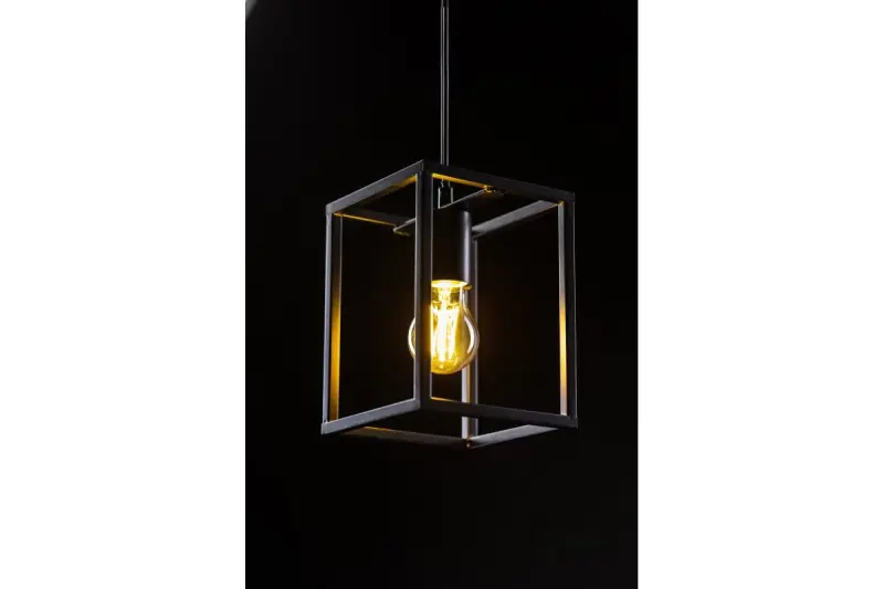 Décor Diu Lampe à suspension géométrique noire 1 ampoule largeur 15 cm 3598