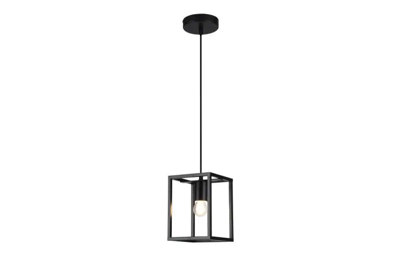 Décor Diu Lampe à suspension géométrique noire 1 ampoule largeur 15 cm 3598