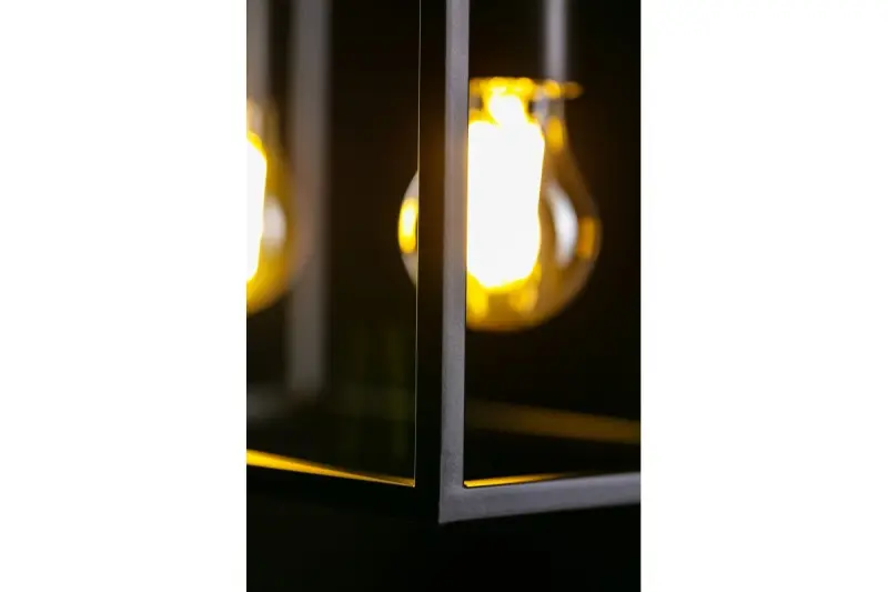 Decor Diu Lampe à suspension géométrique noire avec 4 ampoules largeur 60 cm 3635
