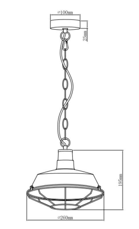 Décor Lars Lampe à suspension noire avec grille industrielle noire diamètre 26 cm 2233