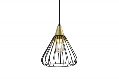 Decor Tess Lampe à suspension conique en métal noir et doré 2394
