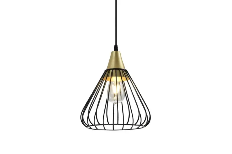 Dekor Tess konische Draht-Pendelleuchte Metal, Schwarz-Gold 2394