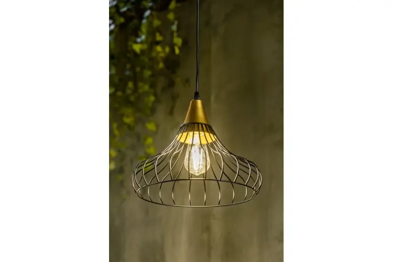 Decor Lotte Lampe à suspension conique noire en fil de fer vintage 2622