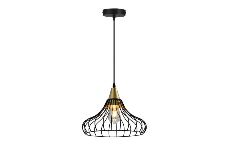 Decor Lotte Lampe à suspension conique noire en fil de fer vintage 2622