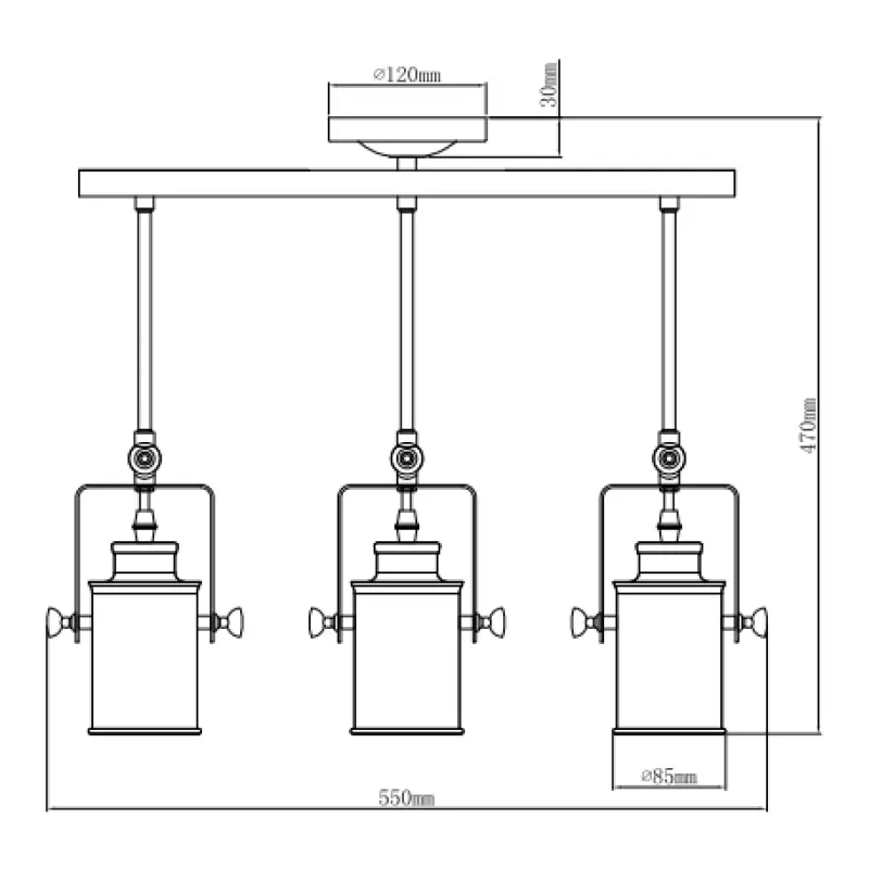 Décor Demir Lampe à suspension Noire avec 3 ampoules 4014