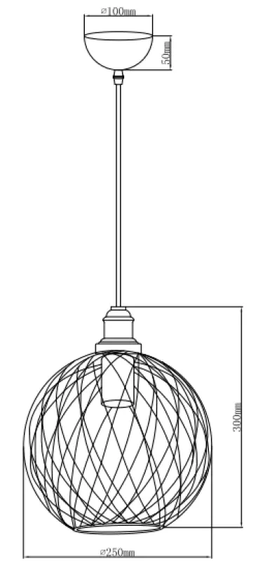 Decor Viela Zwarte draad hanglamp, bolvormig, diameter 25 cm 6972