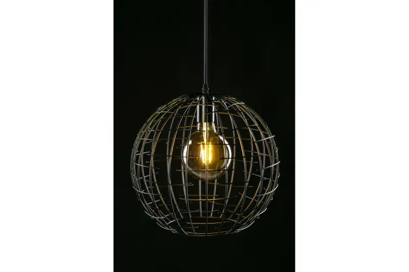 Decor Viela lampe à suspension en fil métallique noir et or, forme sphérique, diamètre 35 cm 6996