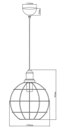 Decor Viela Or ancien Lampe filaire suspension en métal, forme sphérique, diamètre 29 cm 7016