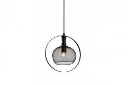 Decor Xalis Lampe à suspension abat-jour filaire noir avec bord métallique diamètre 19,5 cm 7214