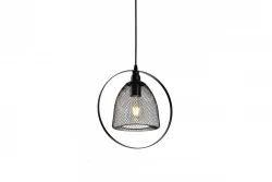 Décor Xalis Lampe à suspension abat-jour filaire noir avec bord métallique diamètre 18,5 cm 7320
