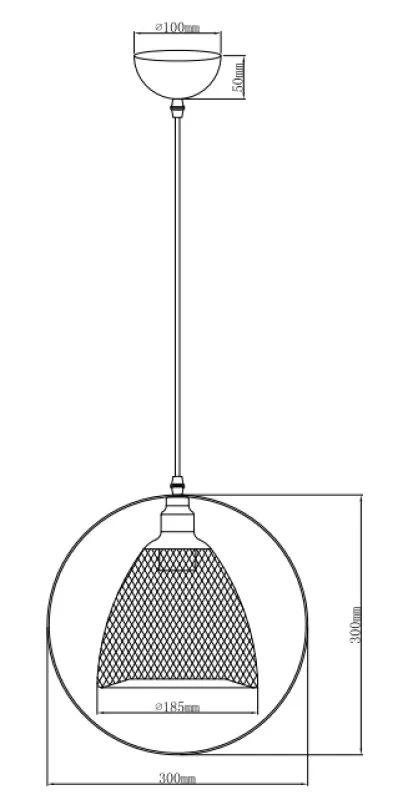 Décor Xalis Lampe à suspension abat-jour filaire noir avec bord métallique diamètre 18,5 cm 7320