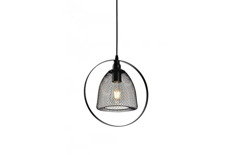 Décor Xalis Lampe à suspension abat-jour filaire noir avec bord métallique diamètre 18,5 cm 7320