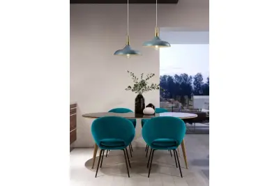 Décor Skandi Lampe à suspension moderne bleue 35 cm de diamètre 7429