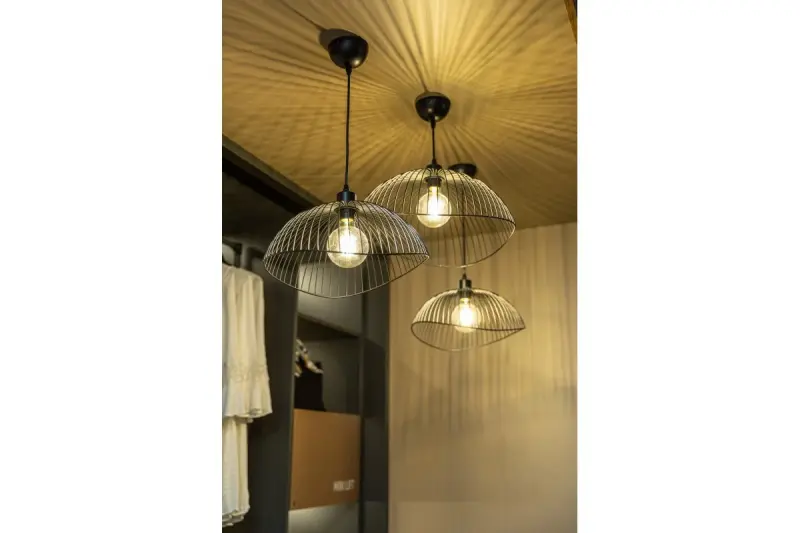 Decor Reto Lampe à suspension en fil noir vintage 50 cm de diamètre 4151