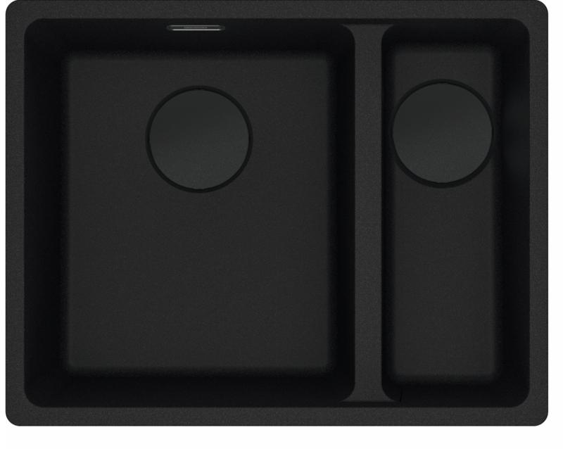 Franke Maris MRG 160-34-15 Fragranite Schwarze Edition matte schwarze Unterbau-Spüle großer Becken Links