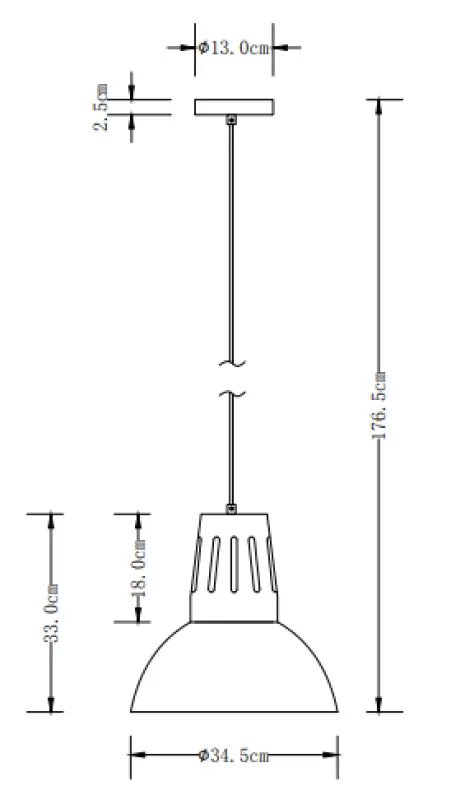 Decor Artemia Lampe suspendue grise avec finition industrielle 34,5 cm de diamètre 2447