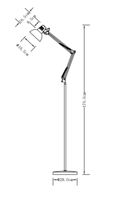 Decor Artemia graue Stehleuchte langer Metallarm, Durchmesser 16,5 cm 2300