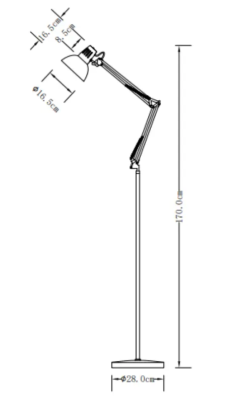 Décor Artemia lampadaire blanc long bras métallique diamètre 16,5 cm 2409