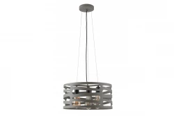 Decor Marisa Lampe à suspension grise avec des interstices horizontaux effilés max. 3 ampoules diamètre 40 cm 2607