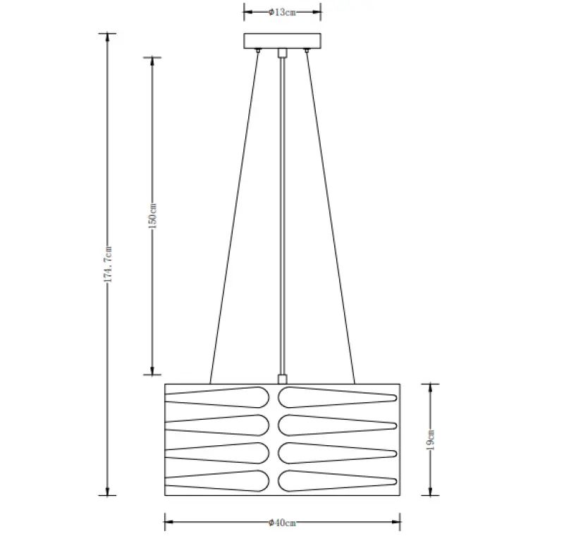 Decor Marisa Lampe à suspension grise avec des interstices horizontaux effilés max. 3 ampoules diamètre 40 cm 2607