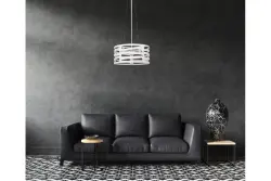 Decor Marisa Lampe à suspension blanche avec interstices horizontaux effilés max. 3 ampoules diamètre 40 cm 2782