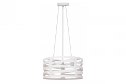 Decor Marisa Lampe à suspension blanche avec interstices horizontaux effilés max. 3 ampoules diamètre 40 cm 2782