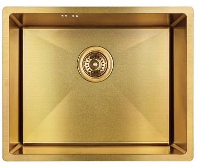 Aquadesign Sinks évier en acier inoxydable doré couleur PVD gold 50x40 encastrable et apparent 1208957698