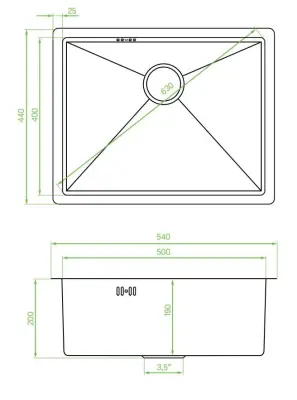 Aquadesign Sinks évier en acier inoxydable doré couleur PVD gold 50x40 encastrable et apparent 1208957698