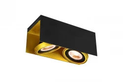 Decor Verso Plafonnier Noir Or avec tête mobile deux sources lumineuses 4212