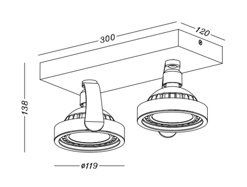 Décor Wally Plafonnier ou Applique Blanc à tête mobile 2 sources lumineuses 4373