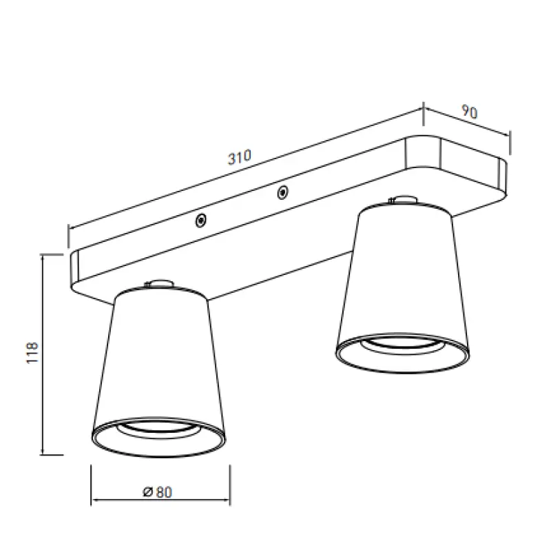 Decor Elli Plafonnier moderne noir avec 2 sources lumineuses 4557
