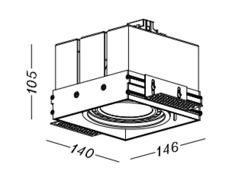 Decor Milo noir encastrable dans le plafond sans cadre avec 1 source lumineuse 4731