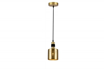 Decor Bellis Lampe à suspension cylindrique Noir et Or avec 1 source lumineuse 4666