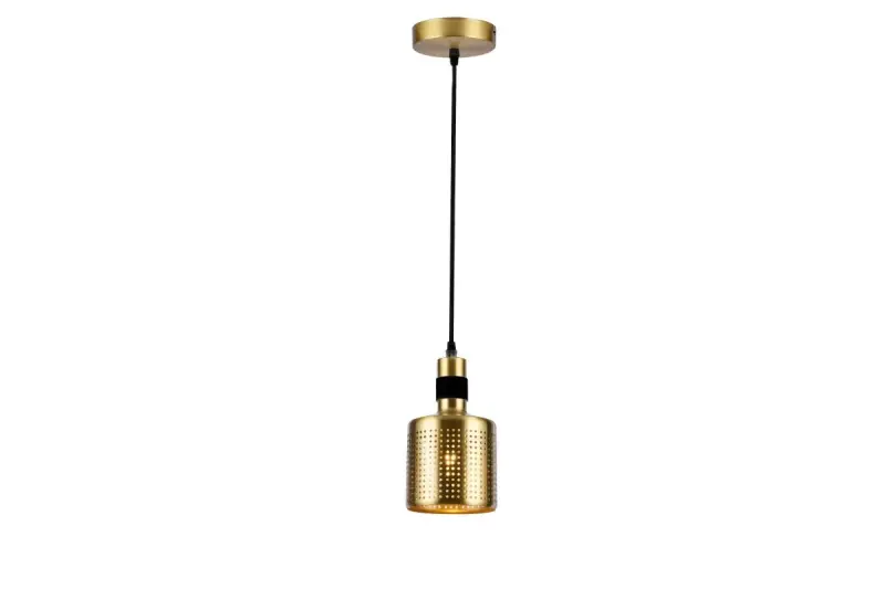 Decor Bellis zwart gouden cilindrische hanglamp met 1 lichtbron 4666