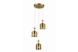 Decor Bellis Lampe à suspension cylindrique or blanc avec 3 sources lumineuses 4611