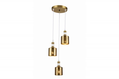 Decor Bellis Lampe à suspension cylindrique or blanc avec 3 sources lumineuses 4611