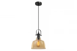 Decor Muscari II Lampe à suspension ambre en finition métallique et douille noire 3732